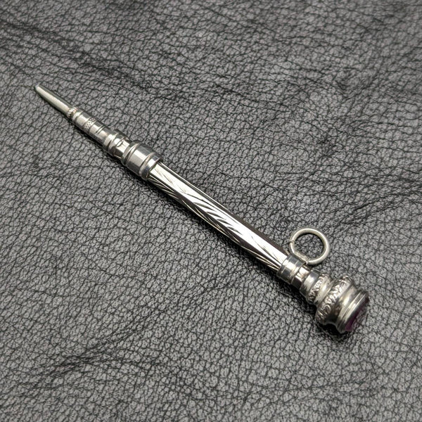 1908年 英国アンティーク 純銀製シャープペンシル 超小型 伸縮式40-55mm マジックペンシル